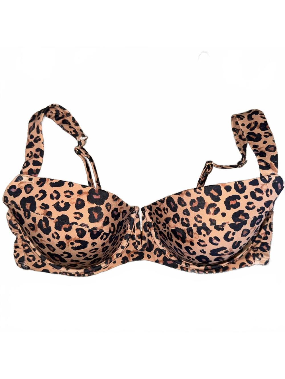 Shade & Shore Leopard Print Underwire Bikini Top Size 36D